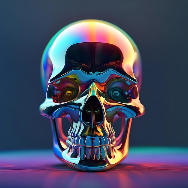 Photo photo of a futuristic colorful skull made by glass