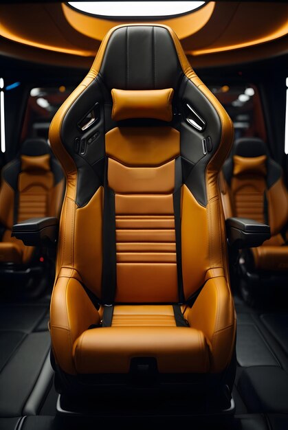 Photo photo futuristic and elegant orange leather racing seat