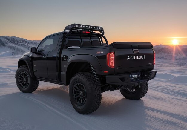 Foto foto di un pick-up futuristico e moderno in paesaggio