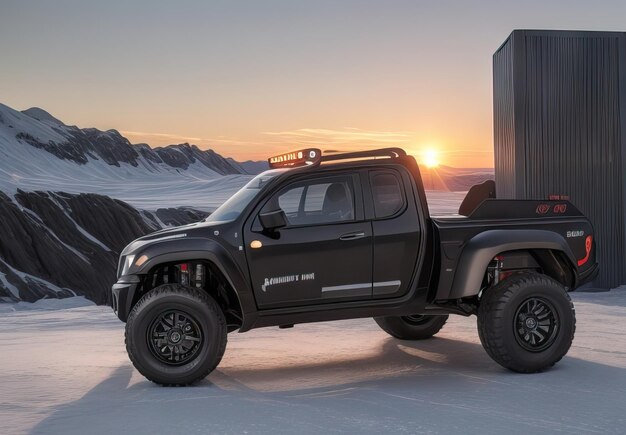 Photo photo of futuristic and modern pickup in landscape