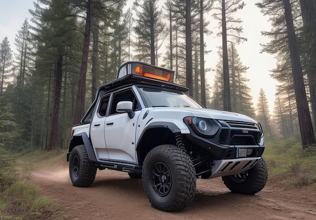 Foto foto di un pick-up futuristico e moderno in paesaggio