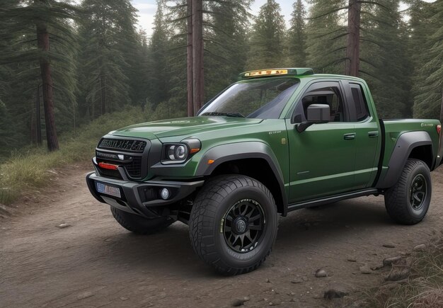 Foto foto di un pick-up futuristico e moderno in paesaggio