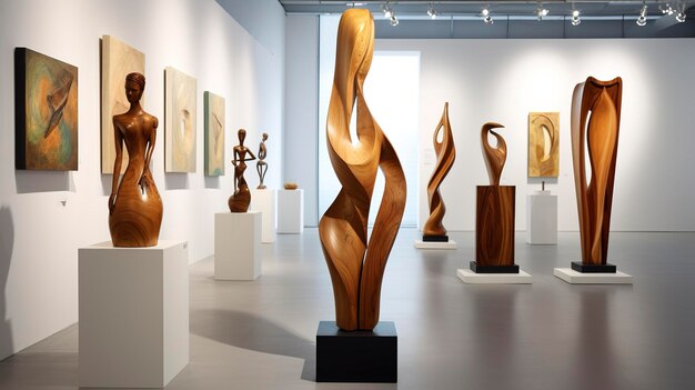 A photo of a gallery with an exhibition of contemporary sculpture