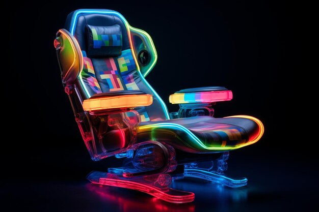 Foto sedia per giocatori fotografici con luci al neon multicolori