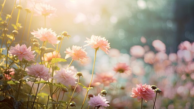 A photo of a garden with a blurred background soft natural lighting