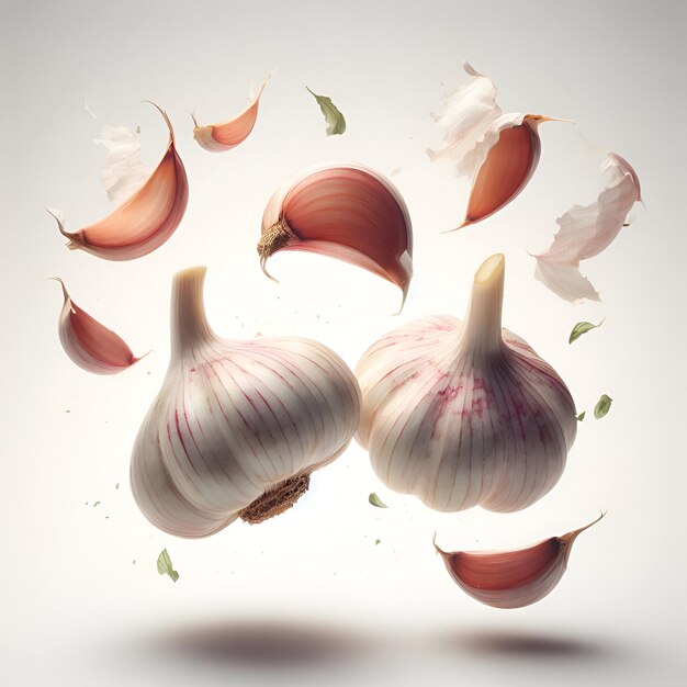 photo garlic on a white surface