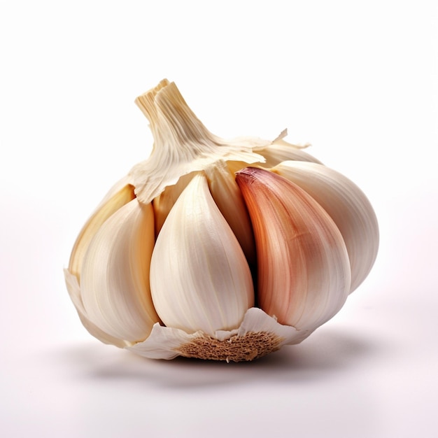 Photo of garlic with no background with white back