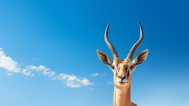 Photo photo of a gazelle under blue sky