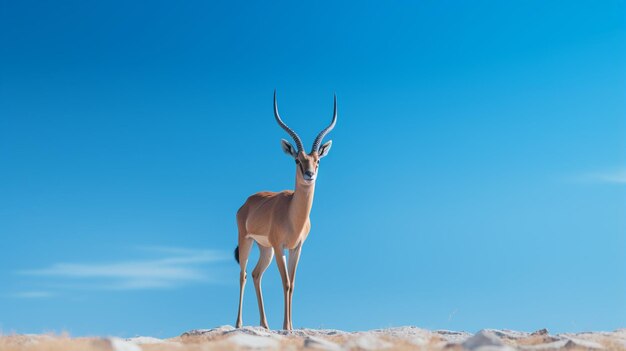 Photo of a gazelle under blue sky