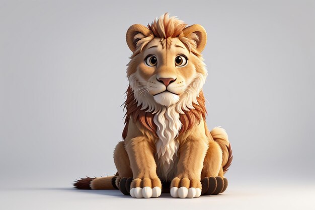 Photo generative ai of a cute lion sitting isolated on a white background