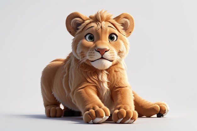 Photo generative ai of a cute lion sitting isolated on a white background