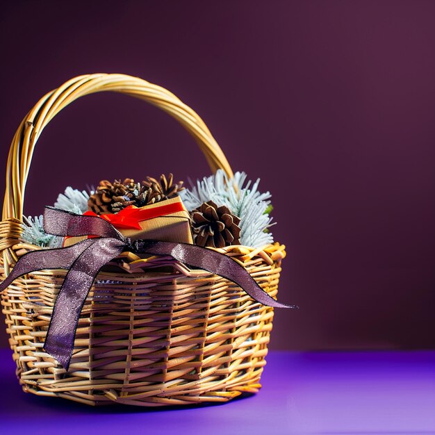 Photo of gifts in basket on Isolated background AI Generated