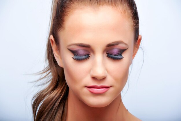 Photo of a girl model in the studio on the set