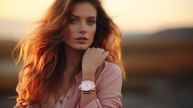 A Photo of a Girl with a Chic Rose Gold Watch