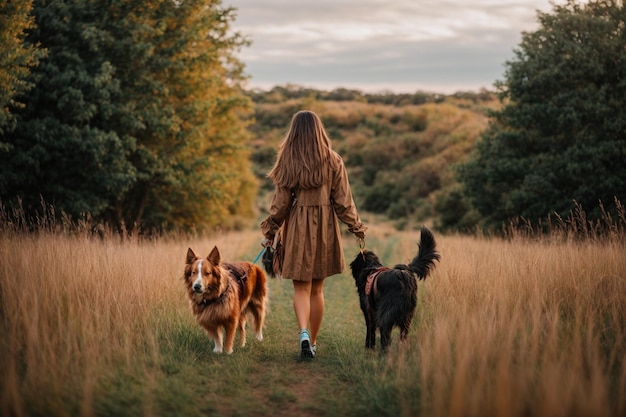 photo girl with dog