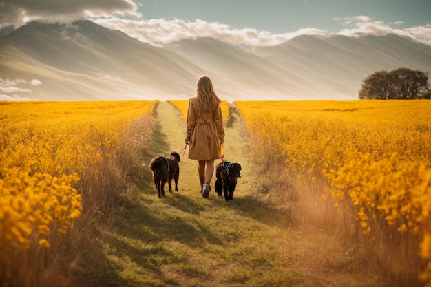 photo girl with dog