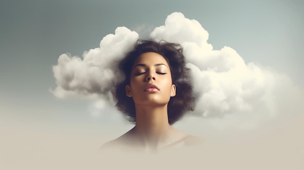 a photo of girl with some clouds
