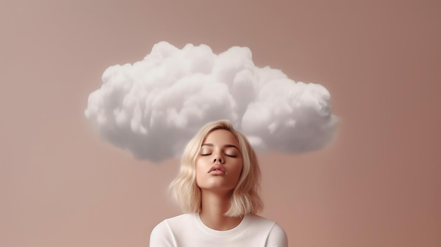 a photo of girl with some clouds