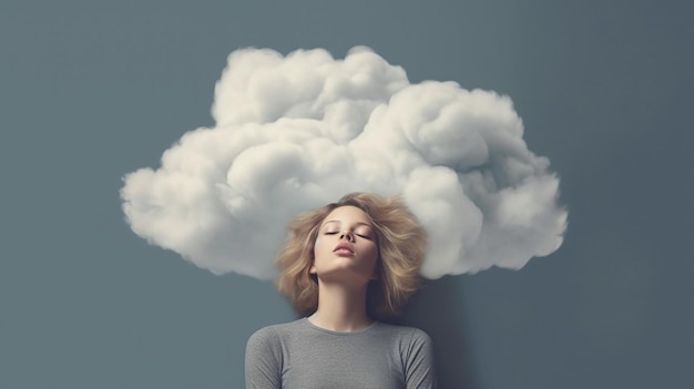 a photo of girl with some clouds