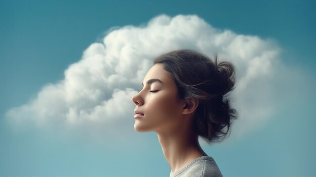 a photo of girl with some clouds