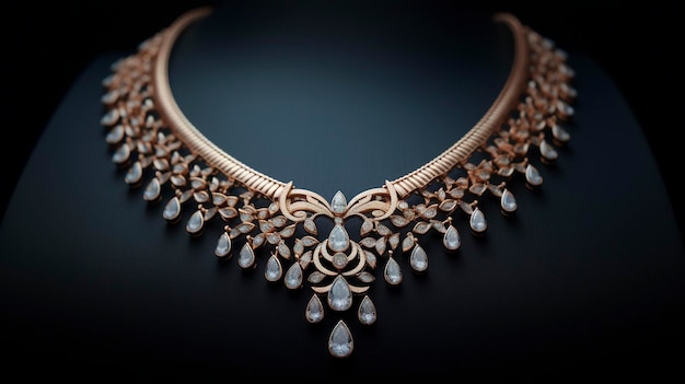 photo of a glamorous necklace featuring a cascading design