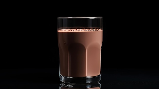 어두운 표면에 초콜릿 우유 사진 유리