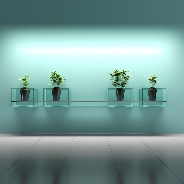 Photo of glass panel wall with built in planters sleek and transparen aesthetic creative wallpaper