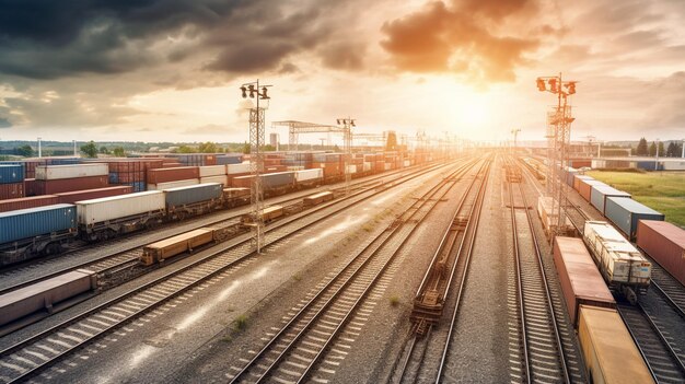 Photo of the global business of container cargo freight train