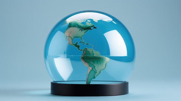 A photo of a globe with a protective shield around it