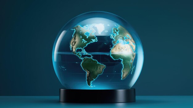 A photo of a globe with a protective shield around it