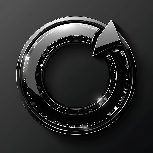 Foto photo glossy metallic gleaming refresh icon con contorno di design geometrico y2k web asset resource