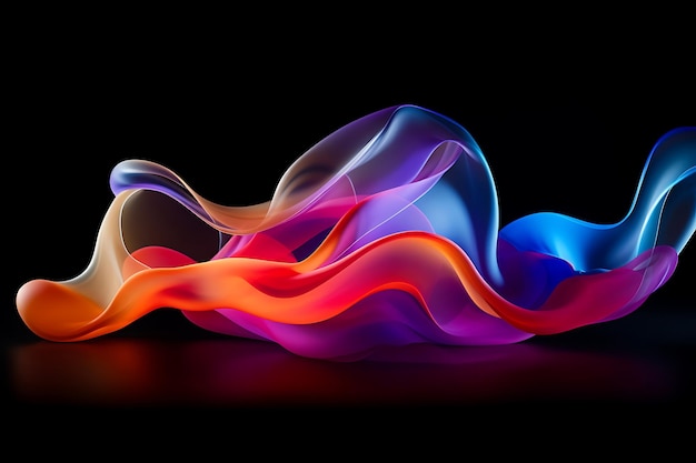 Photo of Glowing neon abstract shapes on a dark background