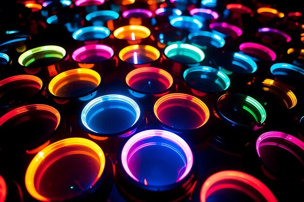 Photo of Glowing neon circles in a geometric arrangement