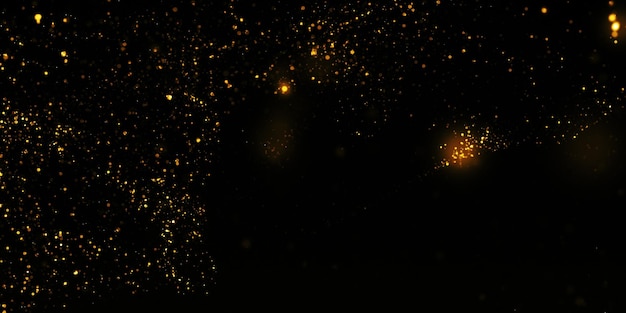 A photo of gold glitters in the dark