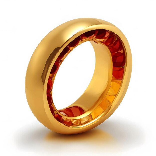 Foto anello d'oro isolato su sfondo bianco