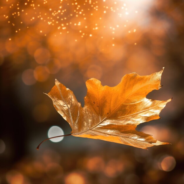 A photo of a golden maple leaf