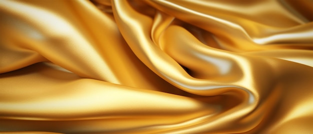 Photo photo golden silk folded fabric background luxury textile