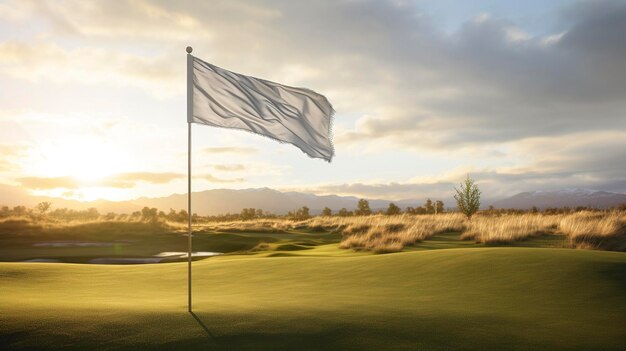 Foto una foto di una bandiera da golf che soffia nel vento