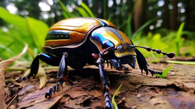 Photo of goliath beetle on a ground