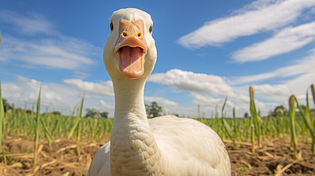 Photo of a goose in the farmland