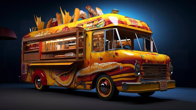 A photo of a gourmet hot dog truck