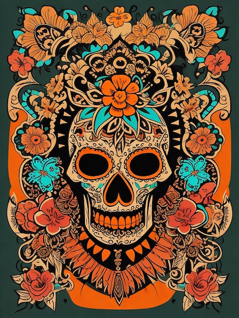 A Photo of a gradient dia de muertos poster AI Generated