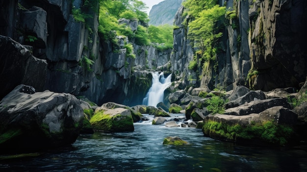 A photo of a granite gorge waterfall