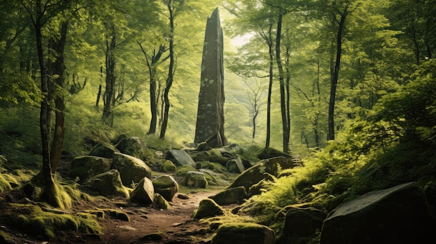 Photo a photo of a granite spire forest backdrop