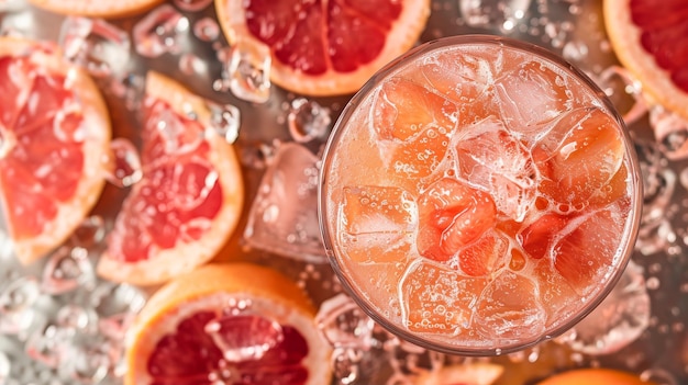 Photo photo of grapefruit cocktail top angle splash