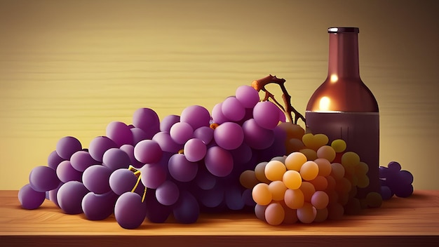 Photo grapes bunches on the wooden board image