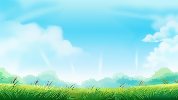 Photo grass and bright sky background generated by ai