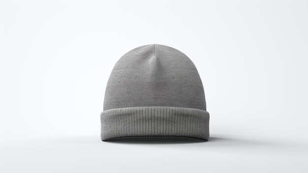 Photo of Gray Beanie Hat isolated on white background