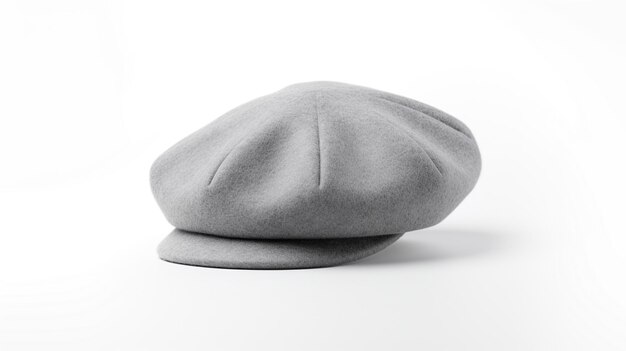 색 배경에 고립된 회색 베레트 모자 사진