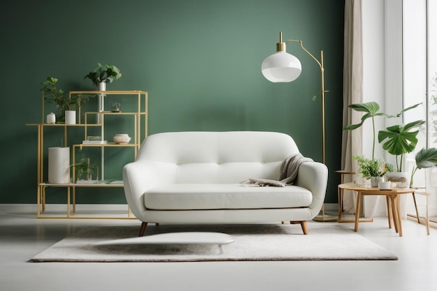 photo gray sofa in brown living room with copy space